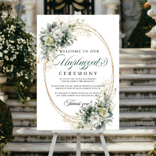 Boho Greenery Unplugged Ceremony Sign Gold Decor