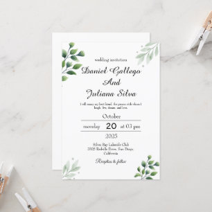 Boho Greenery Wedding Invitation