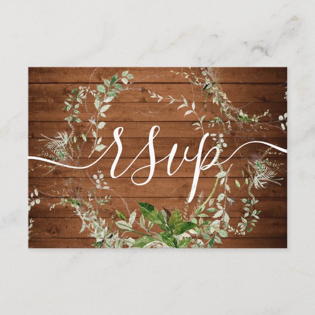 Boho Greenery Wedding Online RSVP Enclosure Card (Front)