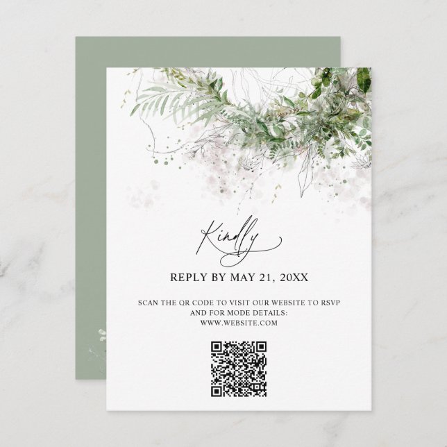 Boho Greenery Wedding Online RSVP Enclosure Card (Front/Back)