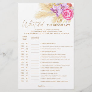 Boho greenery - What did the groom say bridal game