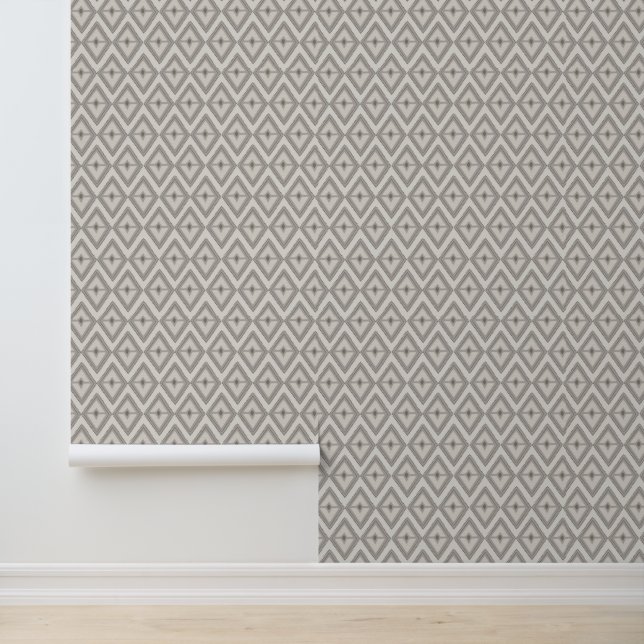 Boho Grey Diamond Geometric Pattern Wallpaper (Application)