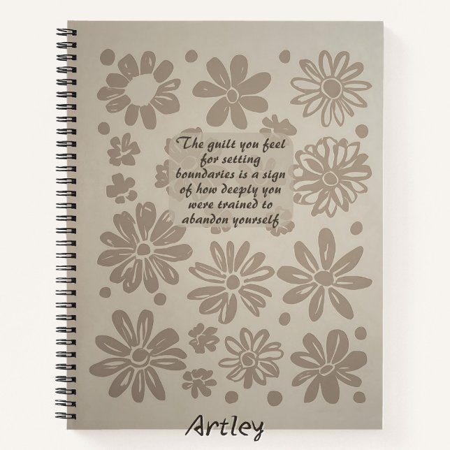 Boho Grey Floral Stamp Custom Quote Journal (Creator Uploaded)