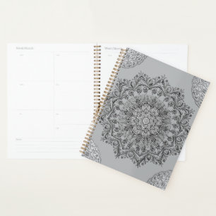 Boho Grey Mandala Aesthetic Daily Planner