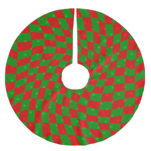 boho groovy christmas chequerboard swirly 1960s brushed polyester tree skirt