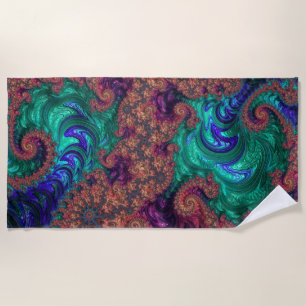 Boho Groovy Colourful Jewel Tone Abstract Fractal Beach Towel