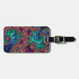 Boho Groovy Colourful Jewel Tone Abstract Fractal Luggage Tag
