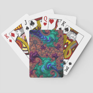 Boho Groovy Colourful Jewel Tone Abstract Fractal Playing Cards
