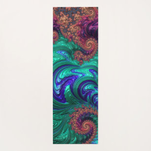 Boho Groovy Colourful Jewel Tone Abstract Fractal Yoga Mat