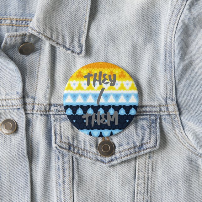 Boho Groovy Geometric Abstract AroAce Pride Flag 7.5 Cm Round Badge (In Situ)
