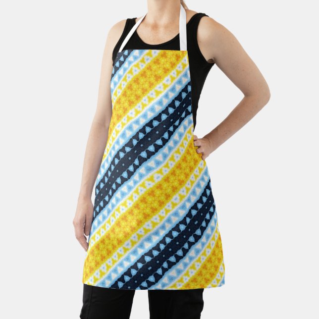 Boho Groovy Geometric Abstract AroAce Pride Flag Apron (Insitu)