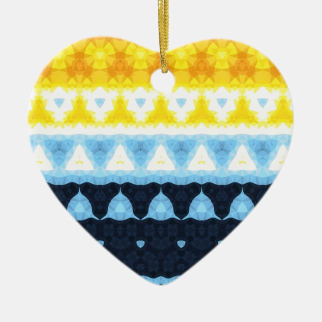 Boho Groovy Geometric Abstract AroAce Pride Flag Ceramic Ornament (Front)