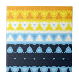 Boho Groovy Geometric Abstract AroAce Pride Flag Ceramic Tile