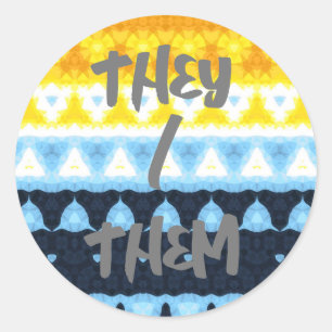 Boho Groovy Geometric Abstract AroAce Pride Flag Classic Round Sticker