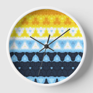 Boho Groovy Geometric Abstract AroAce Pride Flag Clock