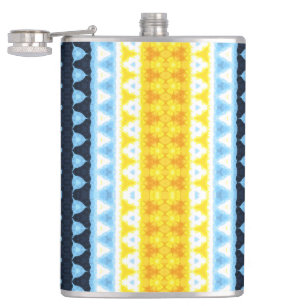 Boho Groovy Geometric Abstract AroAce Pride Flag Hip Flask