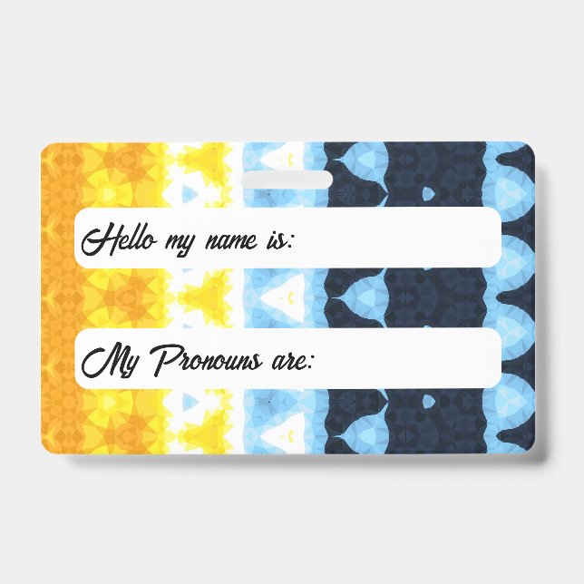 Boho Groovy Geometric Abstract AroAce Pride Flag ID Badge (Front)