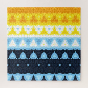 Boho Groovy Geometric Abstract AroAce Pride Flag Jigsaw Puzzle