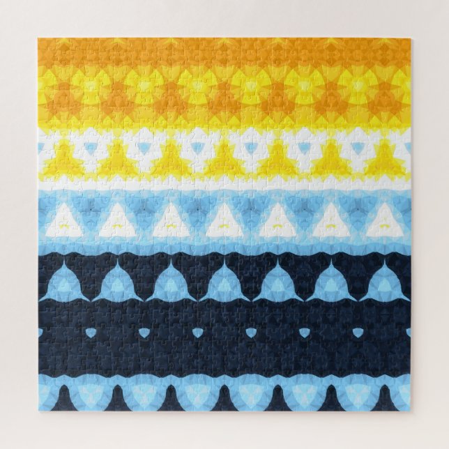Boho Groovy Geometric Abstract AroAce Pride Flag Jigsaw Puzzle (Vertical)