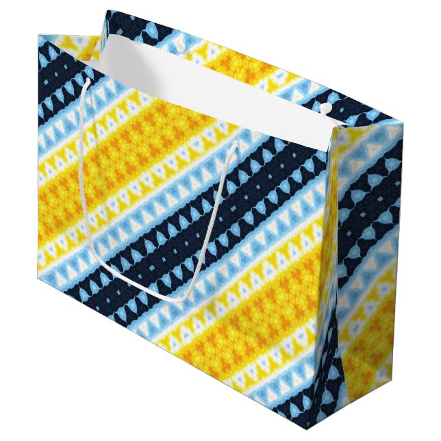 Boho Groovy Geometric Abstract AroAce Pride Flag Large Gift Bag (Front Angled)