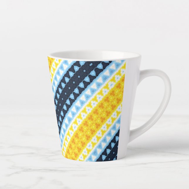Boho Groovy Geometric Abstract AroAce Pride Flag Latte Mug (Right)