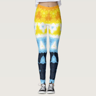 Boho Groovy Geometric Abstract AroAce Pride Flag Leggings