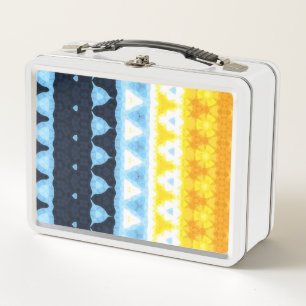 Boho Groovy Geometric Abstract AroAce Pride Flag Metal Lunch Box