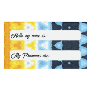 Boho Groovy Geometric Abstract AroAce Pride Flag Name Tag