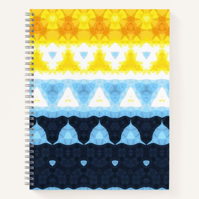 Boho Groovy Geometric Abstract AroAce Pride Flag Notebook (Front)