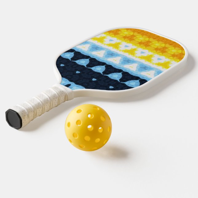 Boho Groovy Geometric Abstract AroAce Pride Flag Pickleball Paddle (Laydown 2)