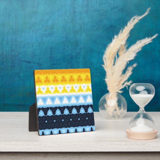 Boho Groovy Geometric Abstract AroAce Pride Flag Plaque (Insitu)