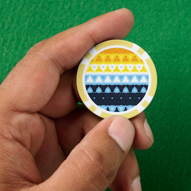 Boho Groovy Geometric Abstract AroAce Pride Flag Poker Chips (Hand)