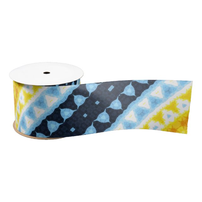 Boho Groovy Geometric Abstract AroAce Pride Flag Satin Ribbon (Spool)