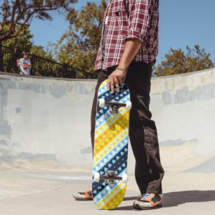 Boho Groovy Geometric Abstract AroAce Pride Flag Skateboard
