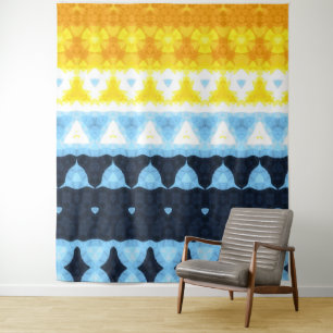 Boho Groovy Geometric Abstract AroAce Pride Flag Tapestry