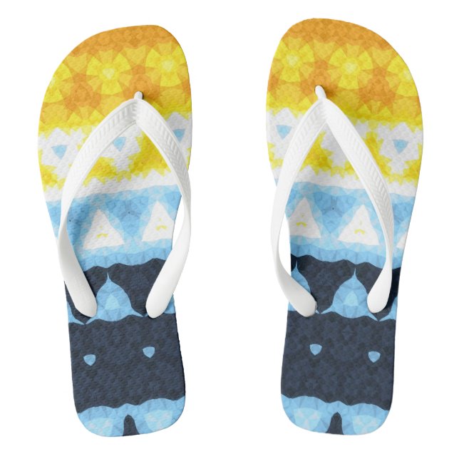 Boho Groovy Geometric Abstract AroAce Pride Flag Thongs (Footbed)