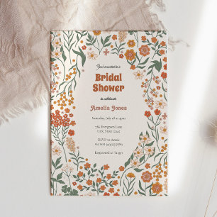 Boho Groovy Meadow Wildflower Bridal Shower Invitation