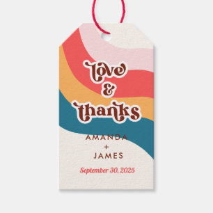 Boho Groovy Retro 70s Wedding Love & Thanks Gift Tags