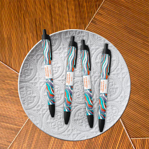 Boho Groovy Retro Typography Wavy Bridal Shower Black Ink Pen