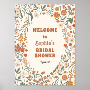 Boho Groovy Wildflower Bridal Shower Welcome Poster