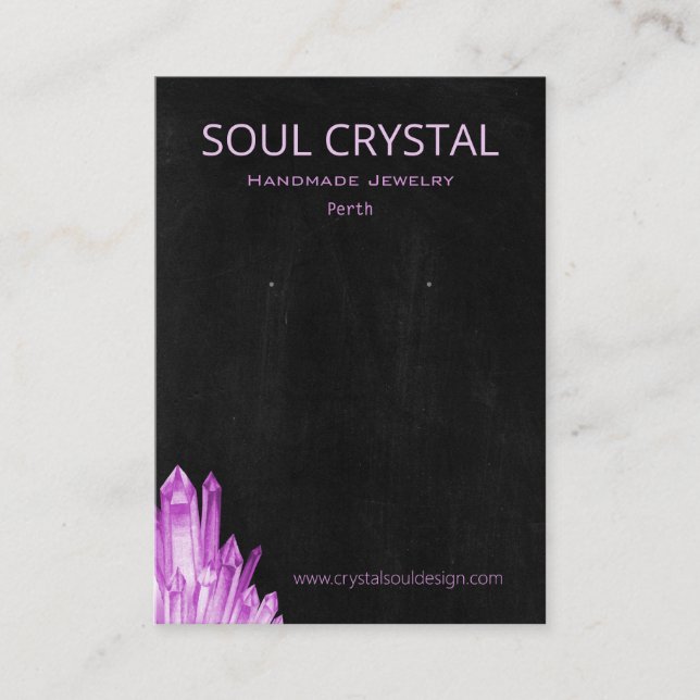 Boho Gypsy Amethyst Crystal Earring Holder Display Business Card (Front)