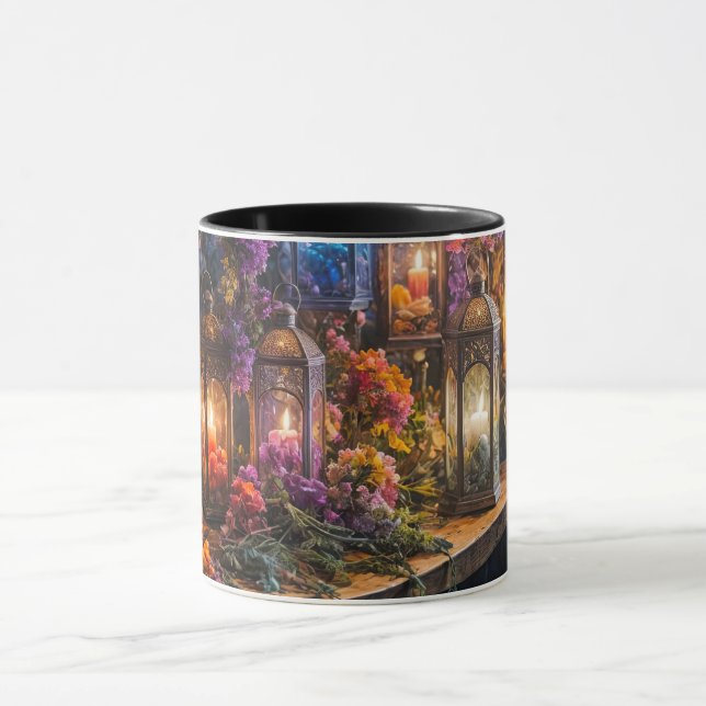 Boho Gypsy Bohemian Lanterns Candles Mug (Center)