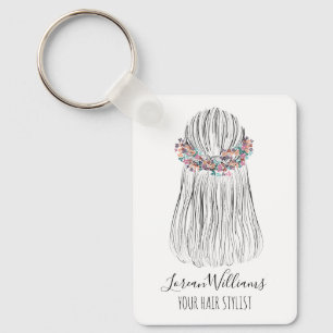 Boho Hair Stylist Flower Crown Bridal Hairstyle Key Ring