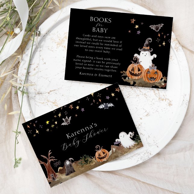 Boho Halloween Baby Shower Books For Baby Enclosure Card (Creator Uploaded)