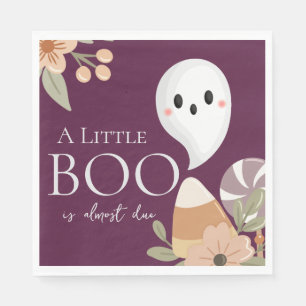 Boho Halloween Baby Shower Little Boo Ghost Plum Napkin