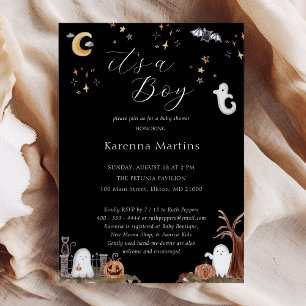 Boho Halloween It's a Boy Baby Shower Invitation