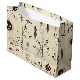 Boho Halloween Masks & Botanical Swirls Pattern Large Gift Bag