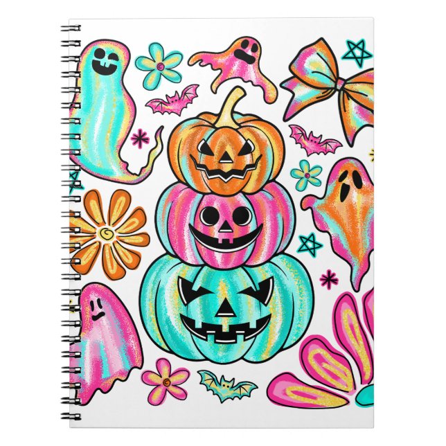 Boho Halloween Pumpkin Ghost Notebook (Front)
