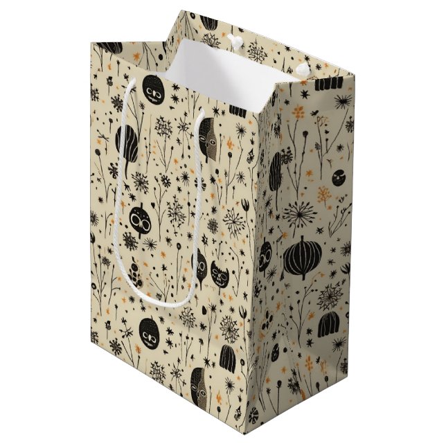 Boho Halloween Seamless Pattern Medium Gift Bag (Front Angled)
