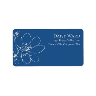 Boho Hand-Drawn Wildflower Address Labels   Blue